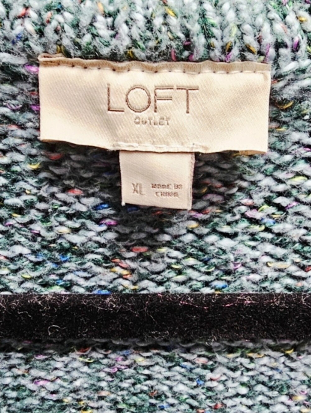 LOFT Chunky Confetti Knit Open Front Cardigan Sweater Green XL - Picture 2 of 9